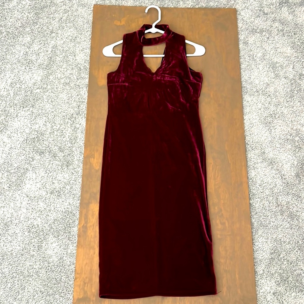 Maroon velvet dress